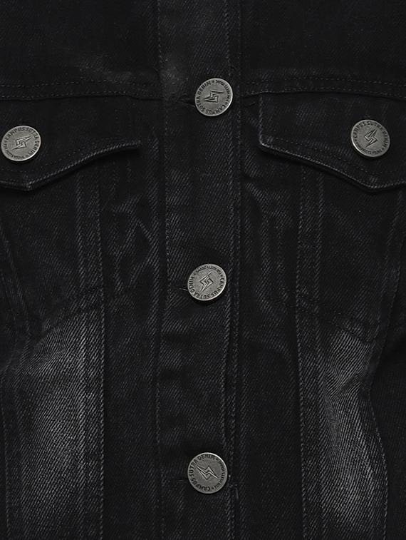 varsity ribbed cropped denim jacket - 16943315 - Zoom Image - 5