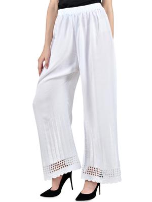 white rayon flared palazzo - 16943655 - Standard Image - 2