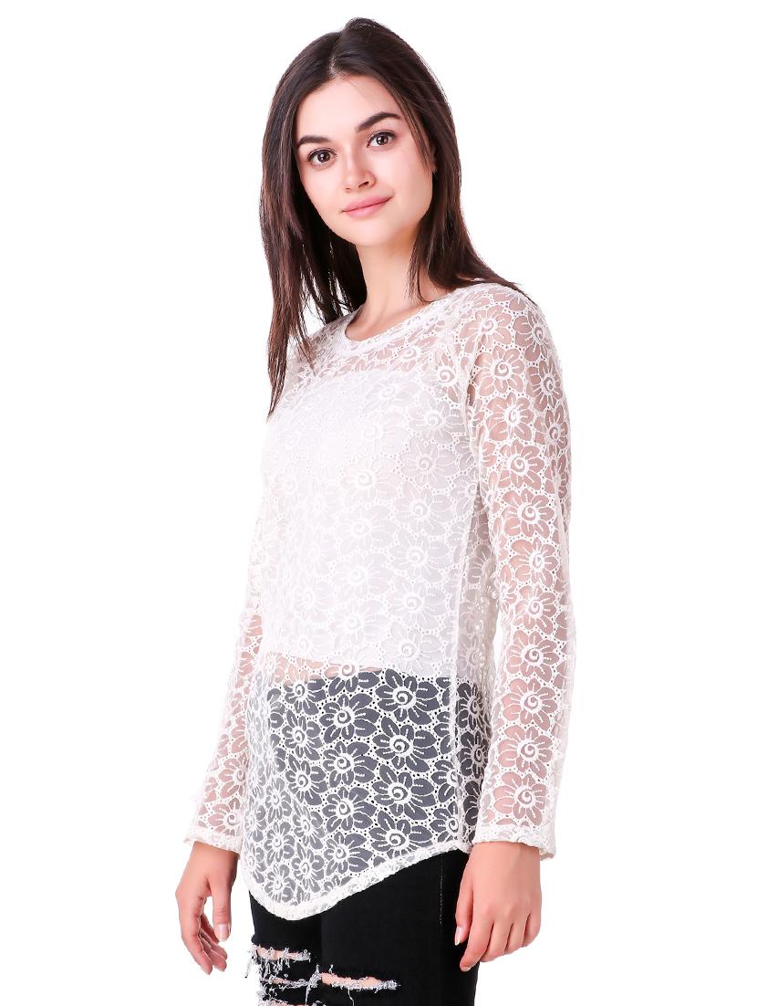 floral laced long top - 16943982 - Zoom Image - 2