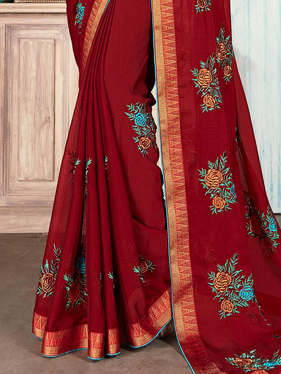 self design embroidered saree with blouse - 16945843 - Zoom Image - 2