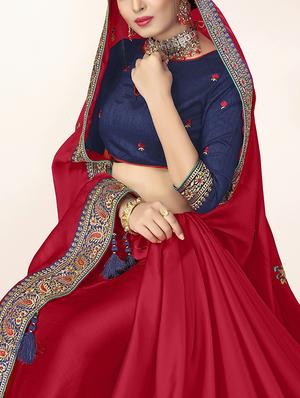self design embroidered saree with blouse - 16945857 - Standard Image - 2