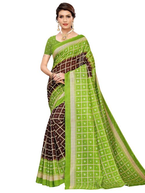 checkered mysore silk saree with blouse - 16947249 - Very Small Image - 1