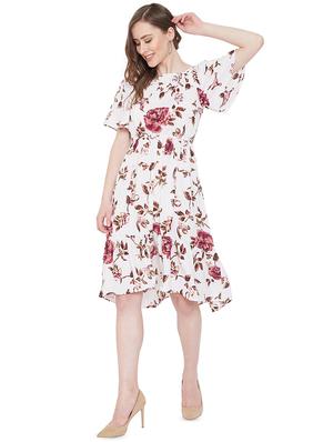 flutter sleeves floral flared dress - 16947695 - Standard Image - 2