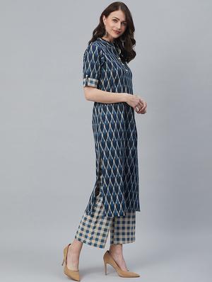 ikat kurta palazzo set - 16949412 - Standard Image - 2