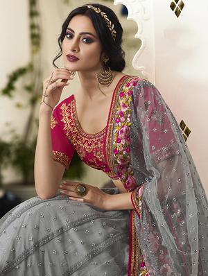 embroidered flared lehenga - 16949649 - Standard Image - 2