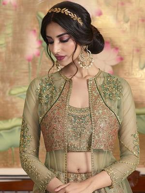 embroidered flared lehenga - 16949651 - Standard Image - 2