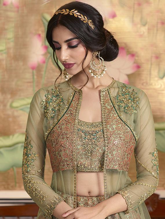 embroidered flared lehenga - 16949651 - Zoom Image - 2