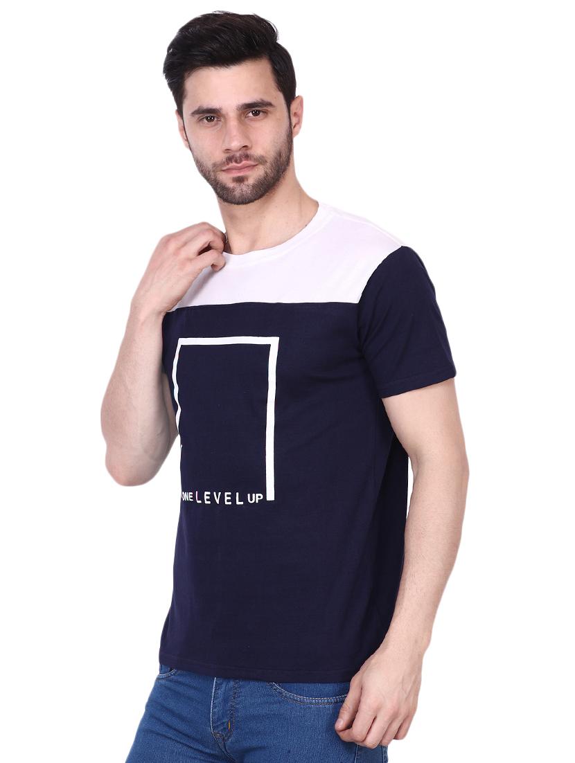 navy blue printed cut & sew t-shirt - 16949687 - Zoom Image - 2