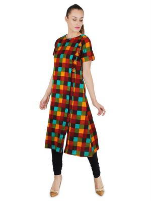 checkered a-line kurta - 16950200 - Standard Image - 2