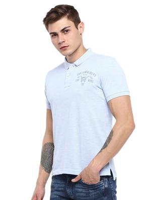 light blue solid polo t-shirt - 16950217 - Standard Image - 2