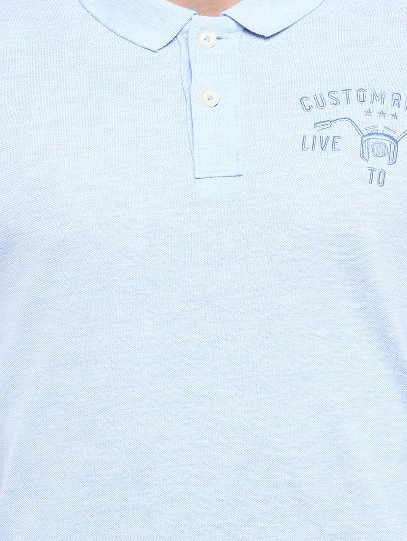 light blue solid polo t-shirt - 16950217 - Zoom Image - 5