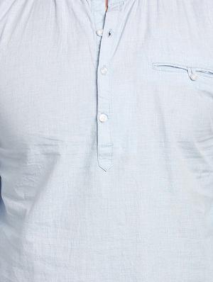 light blue solid short kurta - 16950249 - Standard Image - 5
