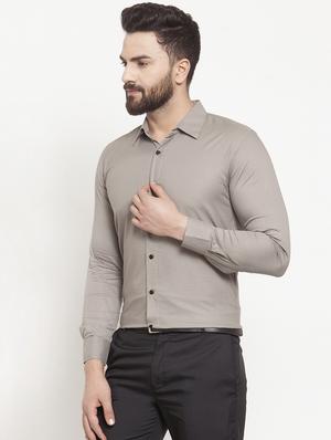 grey solid casual shirt - 16950567 - Standard Image - 2