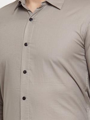 grey solid casual shirt - 16950567 - Standard Image - 5
