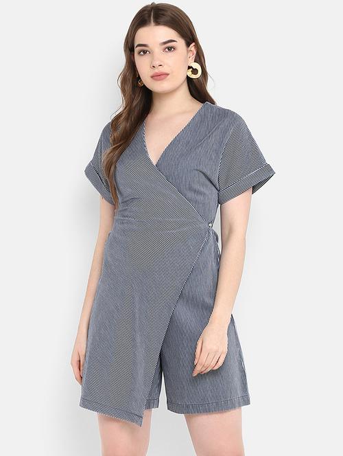 button closure striped romper - 16952701 - Standard Image - 1