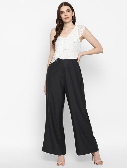 ruffle detail laced full leg jumpsuit - 16952703 - Standard Image - 1