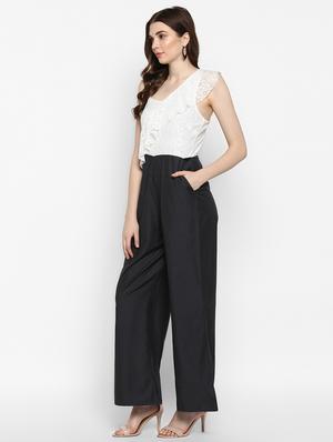 ruffle detail laced full leg jumpsuit - 16952703 - Standard Image - 2