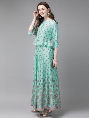 foil print panelled lehenga - 16953119 - Standard Image - 2