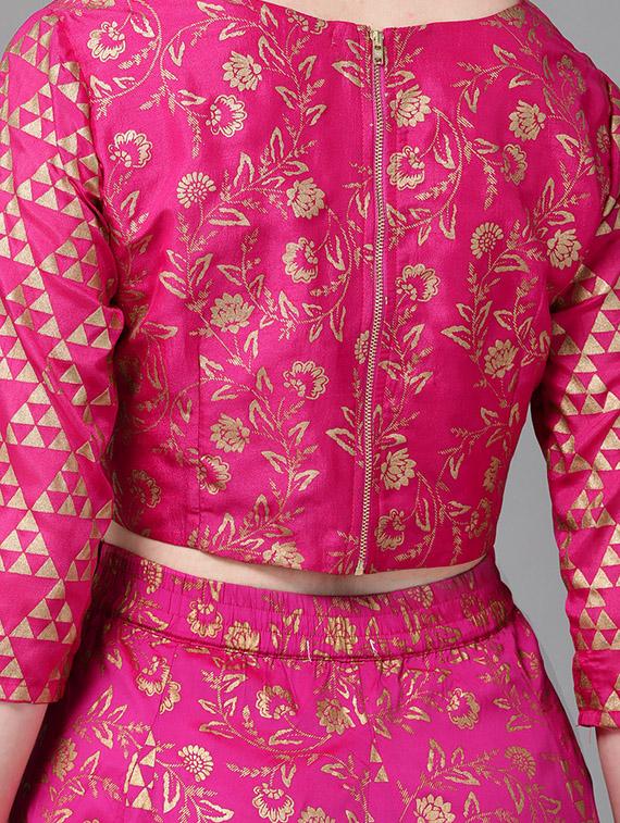 foil print panelled lehenga - 16953120 - Zoom Image - 5
