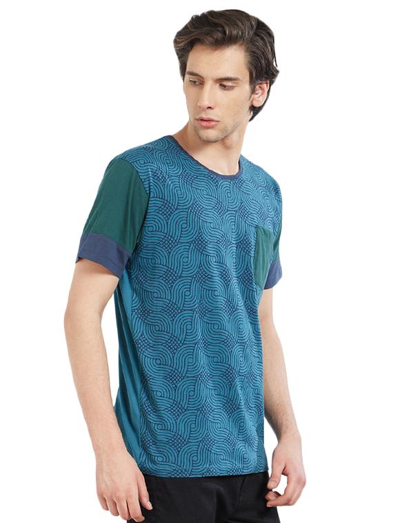 blue front printed pocket t-shirt - 16953397 - Zoom Image - 2
