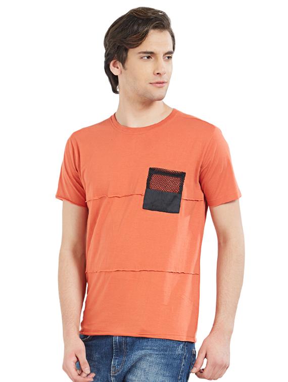 orange cut & sew pocket t-shirt - 16953399 - Zoom Image - 2