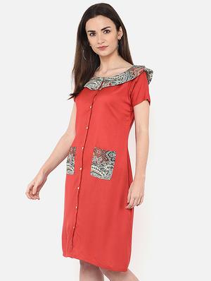 contrast detail button up a-line dress - 16954131 - Standard Image - 2