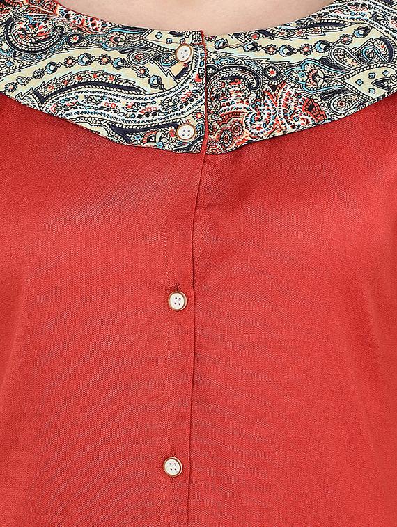 contrast detail button up a-line dress - 16954131 - Zoom Image - 5