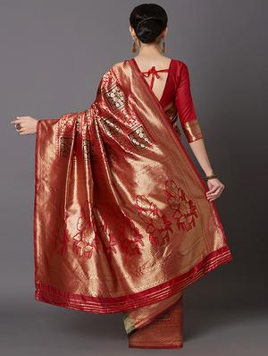 half & half banarasi saree with blouse - 16954399 - Standard Image - 2