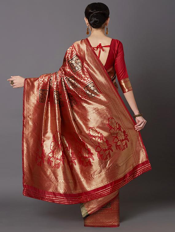 half & half banarasi saree with blouse - 16954399 - Zoom Image - 2