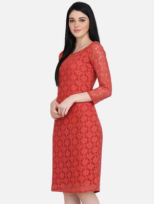 round neck laced sheath dress - 16958246 - Standard Image - 2