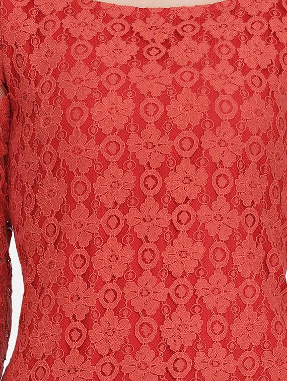round neck laced sheath dress - 16958246 - Zoom Image - 5