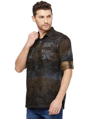 brown printed casual shirt - 16960057 - Standard Image - 2