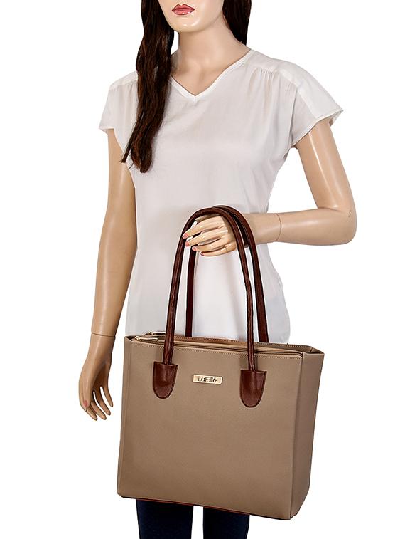 beige leatherette (pu) regular handbag - 16961518 - Zoom Image - 5