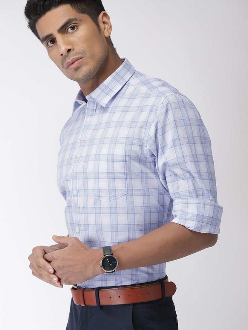 blue checkered casual shirt - 16962620 - Zoom Image - 2