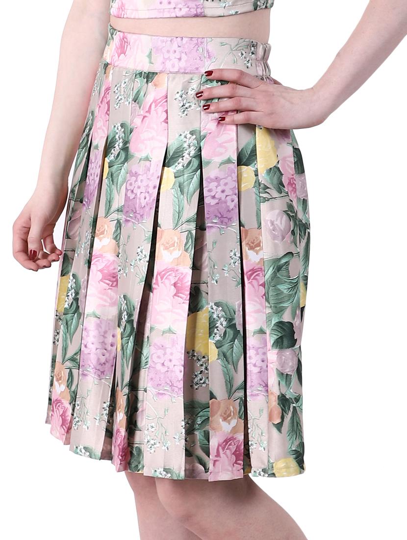 high rise pleated floral skirt - 16965552 - Zoom Image - 2