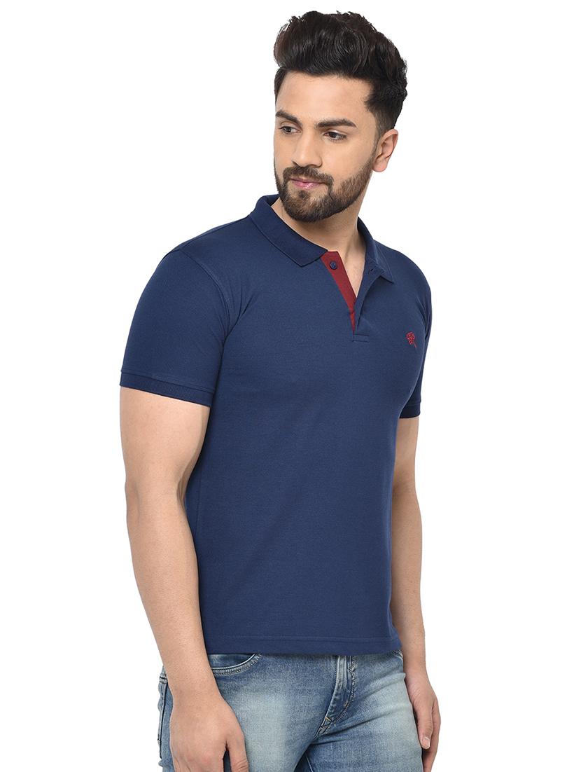 navy blue solid polo t-shirt - 16968266 - Zoom Image - 2