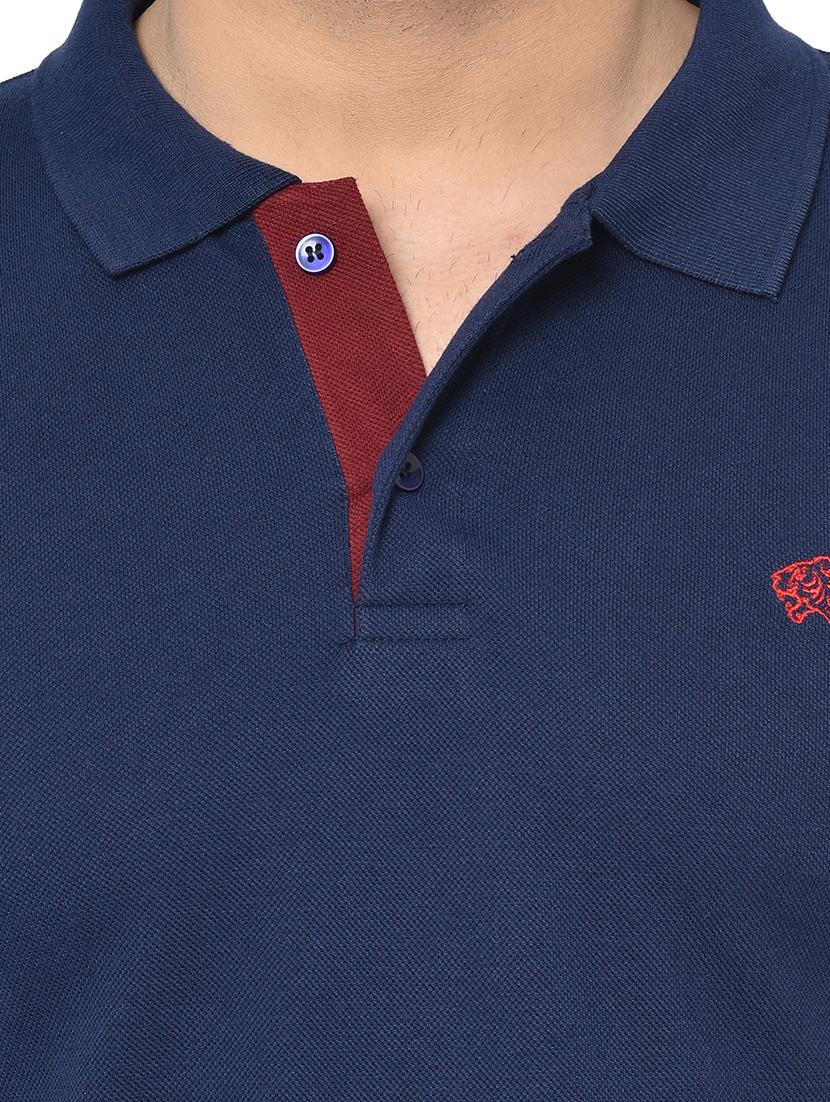 navy blue solid polo t-shirt - 16968266 - Zoom Image - 5