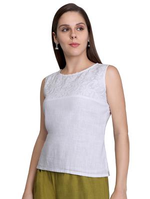 round neck embroidered top - 16969239 - Standard Image - 2