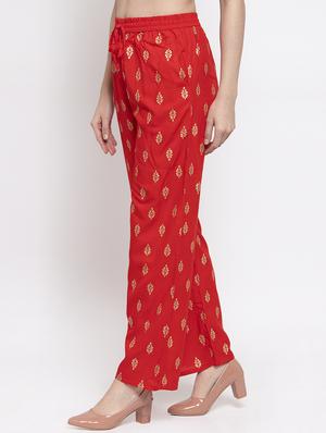 red viscose straight palazzo - 16970339 - Standard Image - 2