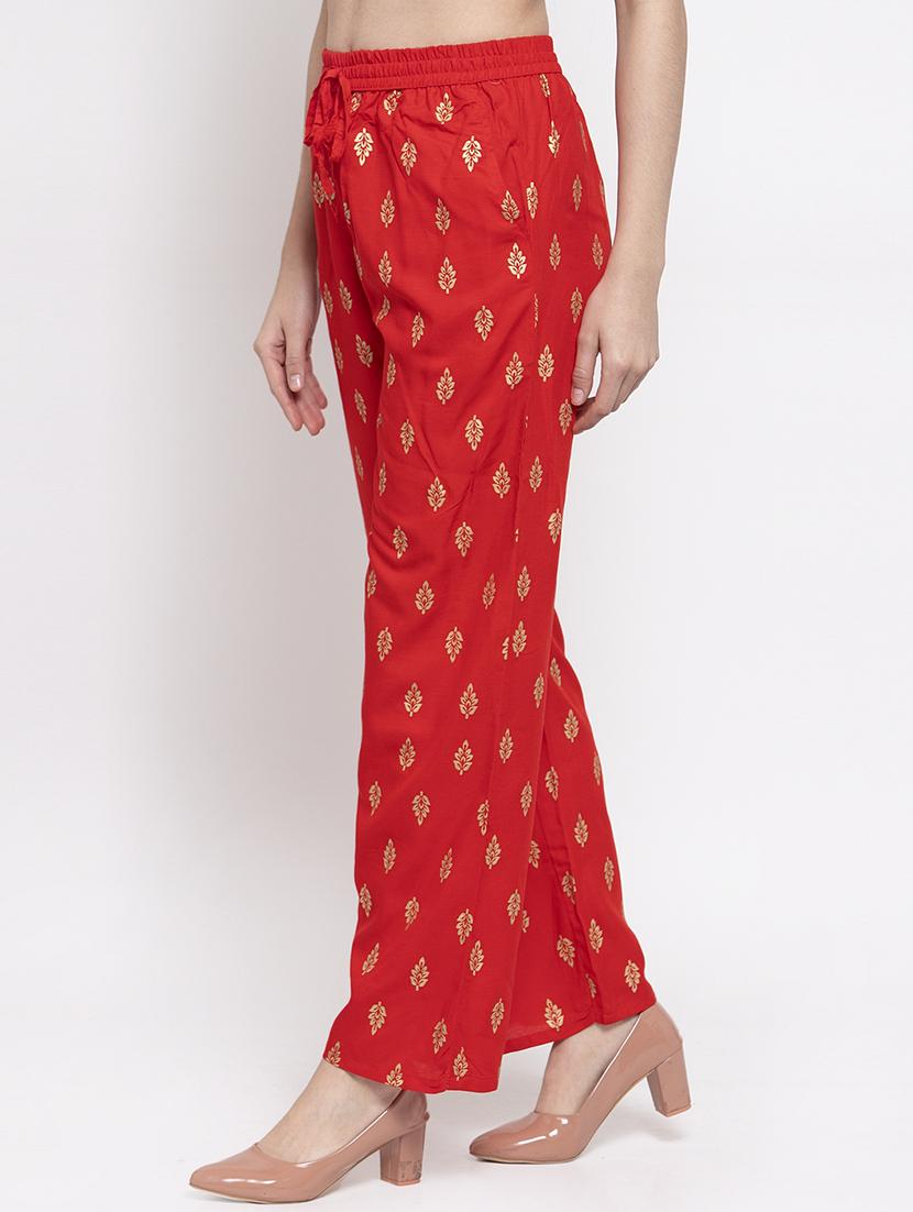 red viscose straight palazzo - 16970339 - Zoom Image - 2