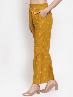 yellow viscose straight palazzo - 16970341 - Standard Image - 2