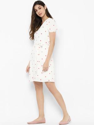 tie front polka dot a-line dress - 16971537 - Standard Image - 2