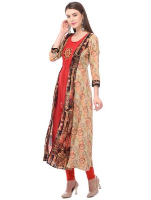 embroidered layered kurta - 16972053 - Standard Image - 2