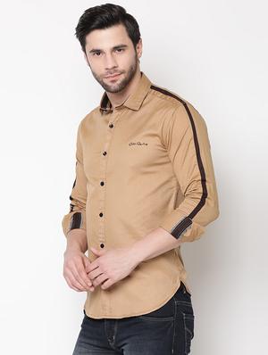 beige taped casual shirt - 16973582 - Standard Image - 2