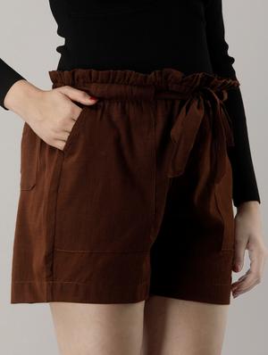 tie front paper bag shorts - 16973670 - Standard Image - 2