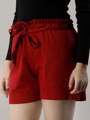 tie front paper bag shorts - 16973674 - Standard Image - 2