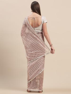 striped embellished saree with blouse - 16973698 - Standard Image - 2