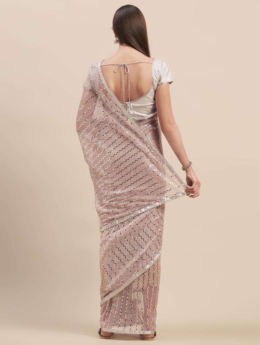 striped embellished saree with blouse - 16973698 - Zoom Image - 2