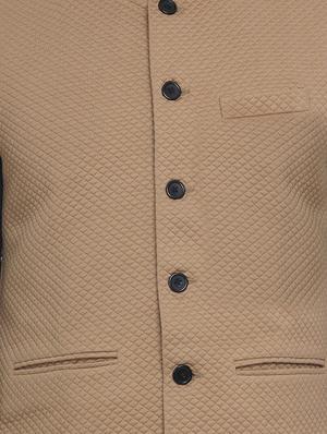 brown self design nehru jacket - 16973804 - Standard Image - 5