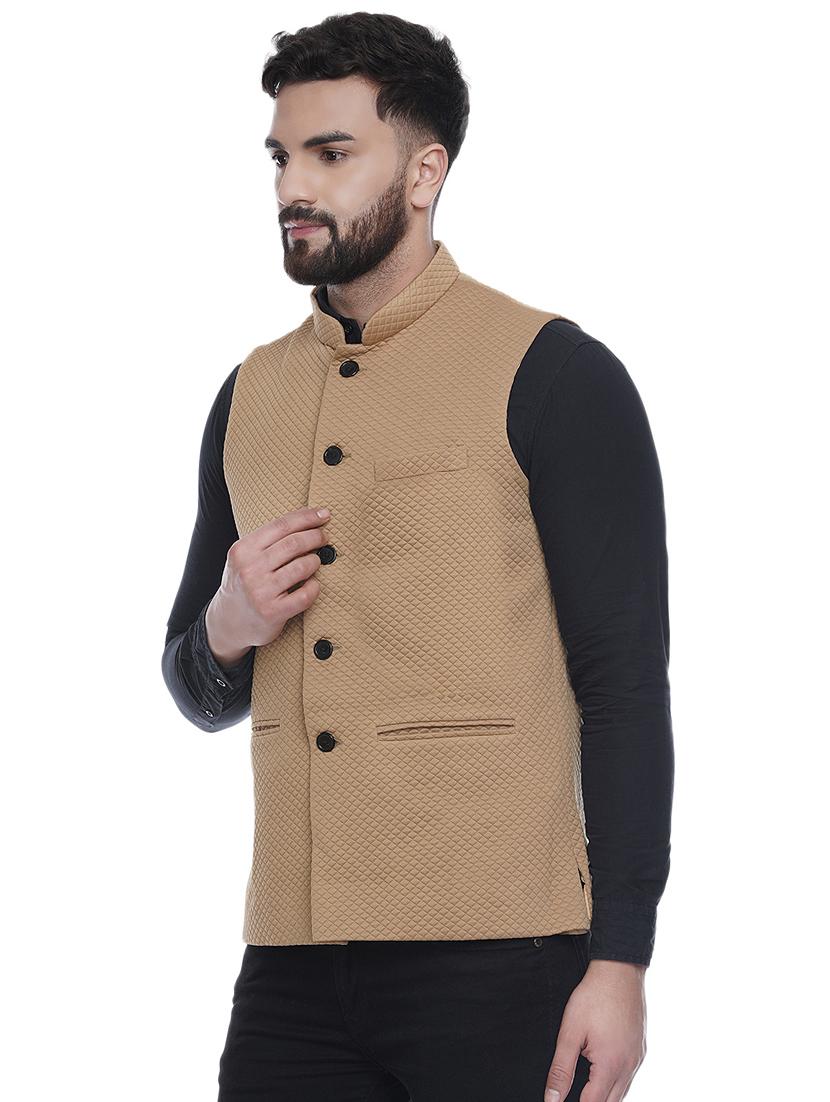 brown self design nehru jacket - 16973804 - Zoom Image - 2
